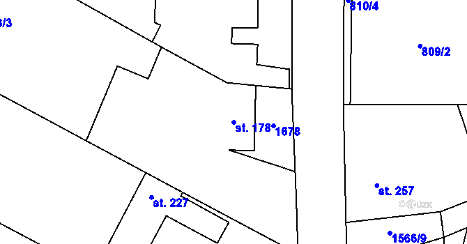 Parcela st. 178 v KÚ Příluky u Zlína, Katastrální mapa