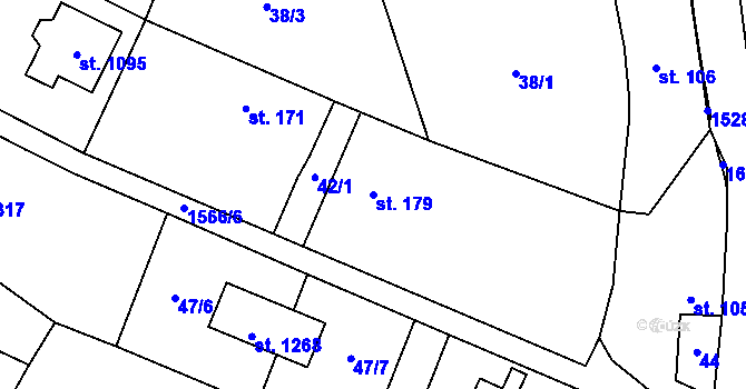 Parcela st. 179 v KÚ Příluky u Zlína, Katastrální mapa