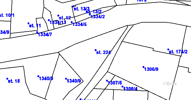Parcela st. 224 v KÚ Příluky u Zlína, Katastrální mapa