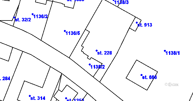 Parcela st. 228 v KÚ Příluky u Zlína, Katastrální mapa