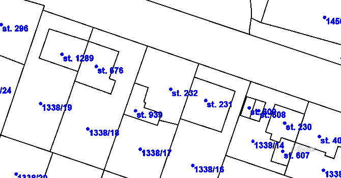 Parcela st. 232 v KÚ Příluky u Zlína, Katastrální mapa