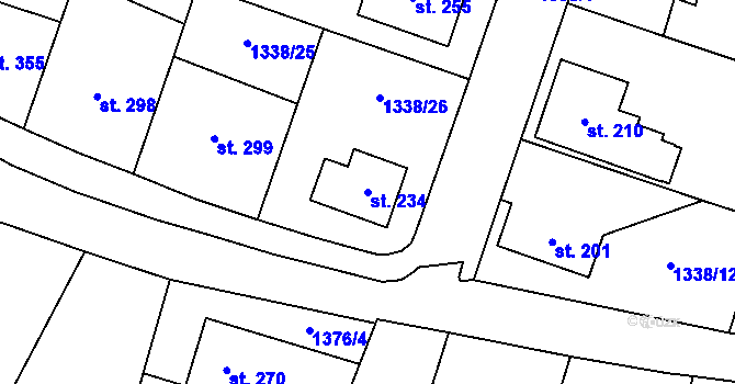Parcela st. 234 v KÚ Příluky u Zlína, Katastrální mapa