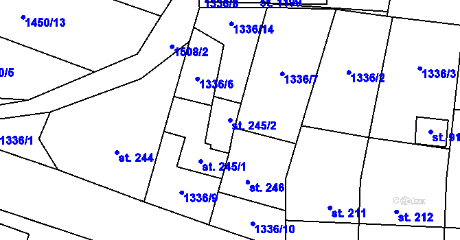 Parcela st. 245/2 v KÚ Příluky u Zlína, Katastrální mapa