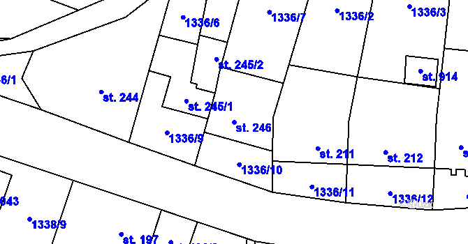 Parcela st. 246 v KÚ Příluky u Zlína, Katastrální mapa