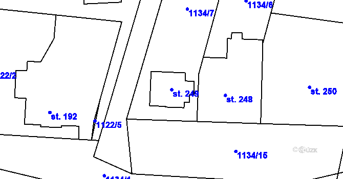 Parcela st. 249 v KÚ Příluky u Zlína, Katastrální mapa