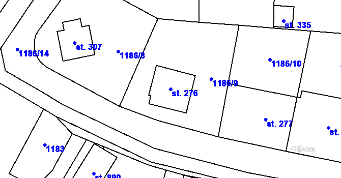 Parcela st. 276 v KÚ Příluky u Zlína, Katastrální mapa