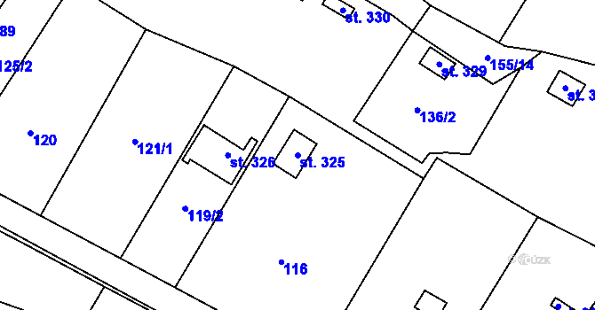 Parcela st. 325 v KÚ Příluky u Zlína, Katastrální mapa