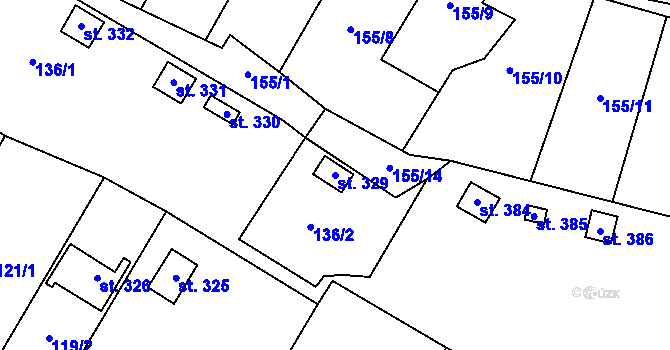 Parcela st. 329 v KÚ Příluky u Zlína, Katastrální mapa