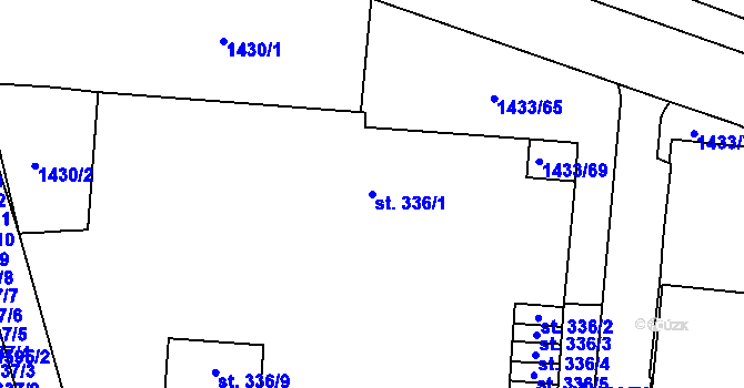 Parcela st. 336/1 v KÚ Příluky u Zlína, Katastrální mapa