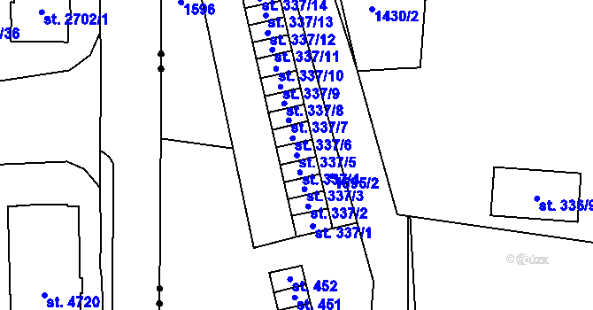 Parcela st. 337/5 v KÚ Příluky u Zlína, Katastrální mapa