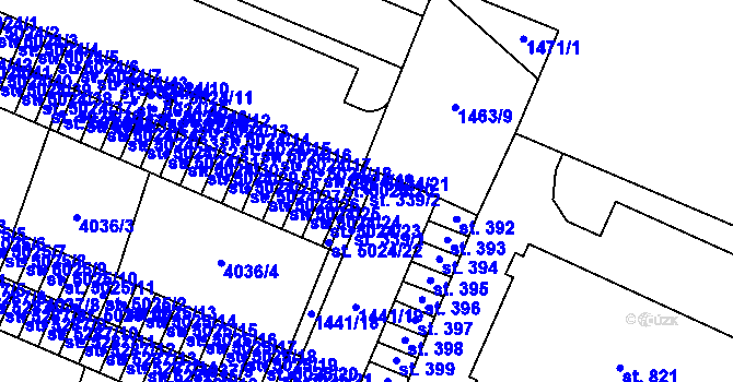 Parcela st. 339/2 v KÚ Příluky u Zlína, Katastrální mapa
