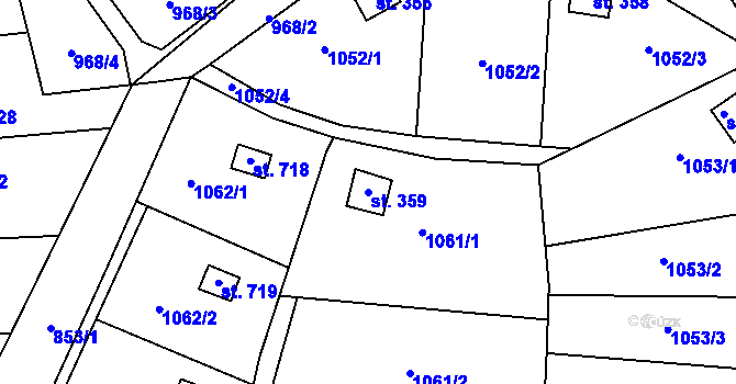 Parcela st. 359 v KÚ Příluky u Zlína, Katastrální mapa