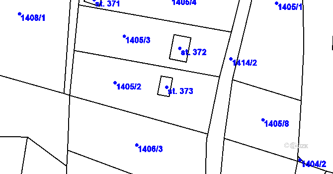 Parcela st. 373 v KÚ Příluky u Zlína, Katastrální mapa