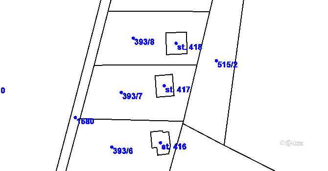 Parcela st. 417 v KÚ Příluky u Zlína, Katastrální mapa