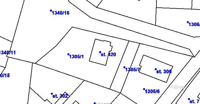 Parcela st. 420 v KÚ Příluky u Zlína, Katastrální mapa