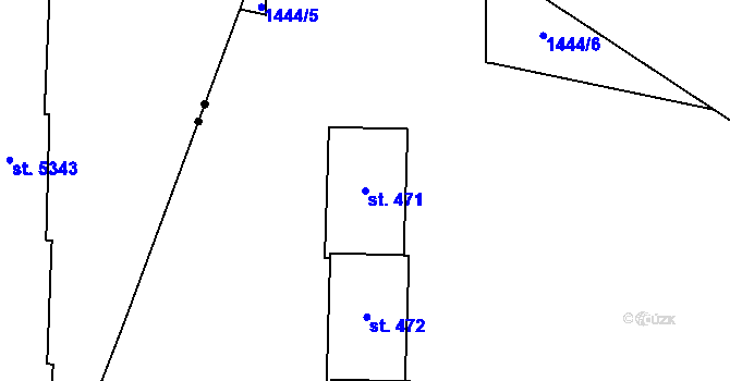 Parcela st. 471 v KÚ Příluky u Zlína, Katastrální mapa
