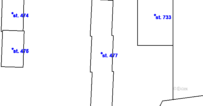 Parcela st. 477 v KÚ Příluky u Zlína, Katastrální mapa