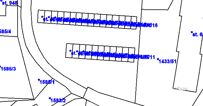 Parcela st. 485/6 v KÚ Příluky u Zlína, Katastrální mapa