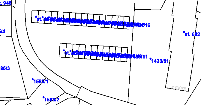 Parcela st. 485/7 v KÚ Příluky u Zlína, Katastrální mapa