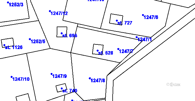 Parcela st. 528 v KÚ Příluky u Zlína, Katastrální mapa