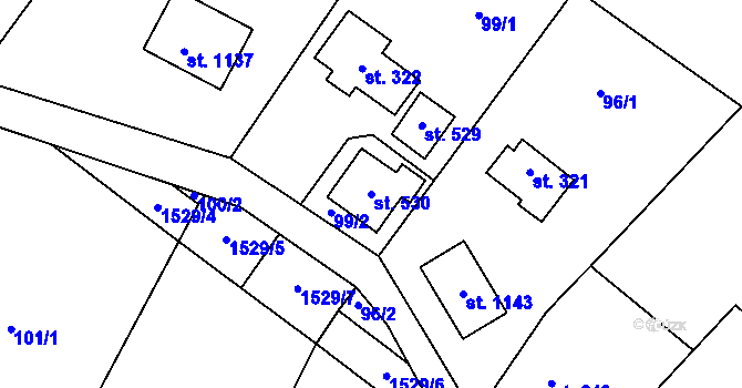 Parcela st. 530 v KÚ Příluky u Zlína, Katastrální mapa