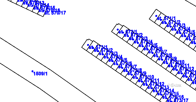 Parcela st. 573/3 v KÚ Příluky u Zlína, Katastrální mapa