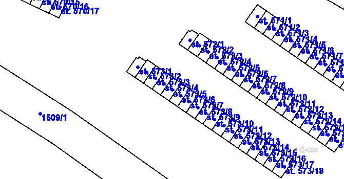 Parcela st. 573/5 v KÚ Příluky u Zlína, Katastrální mapa