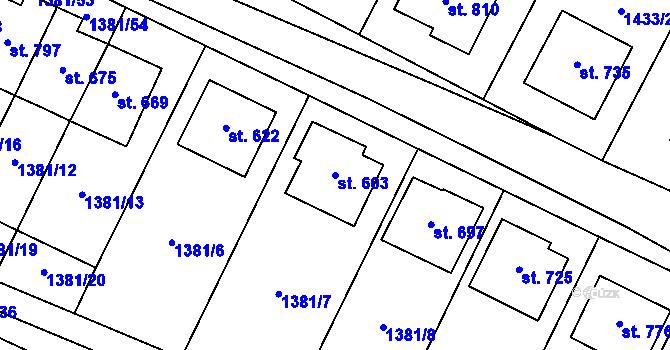 Parcela st. 603 v KÚ Příluky u Zlína, Katastrální mapa