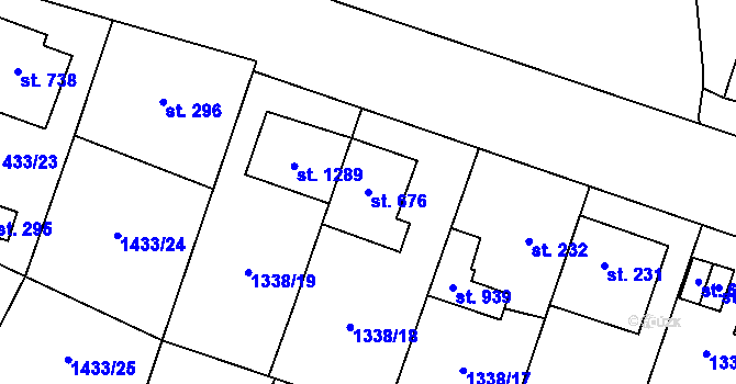 Parcela st. 676 v KÚ Příluky u Zlína, Katastrální mapa
