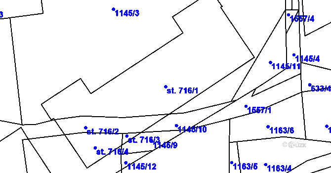 Parcela st. 716/1 v KÚ Příluky u Zlína, Katastrální mapa