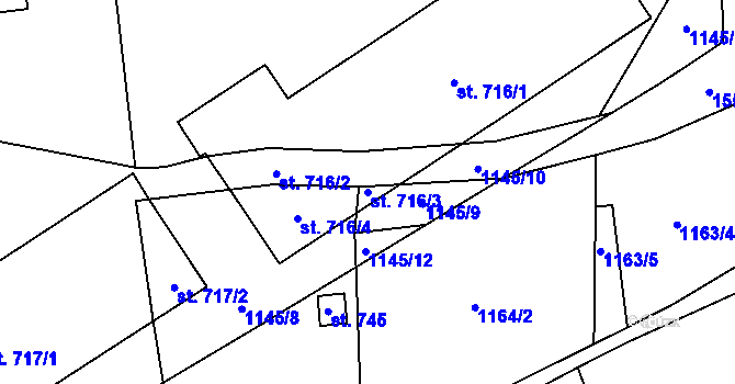 Parcela st. 716/3 v KÚ Příluky u Zlína, Katastrální mapa