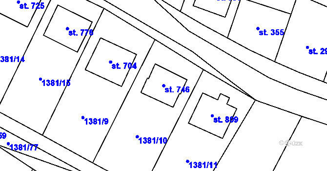 Parcela st. 746 v KÚ Příluky u Zlína, Katastrální mapa
