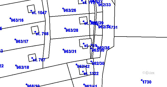 Parcela st. 761 v KÚ Příluky u Zlína, Katastrální mapa