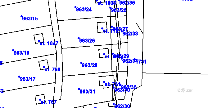 Parcela st. 762 v KÚ Příluky u Zlína, Katastrální mapa