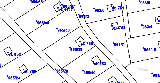 Parcela st. 766 v KÚ Příluky u Zlína, Katastrální mapa
