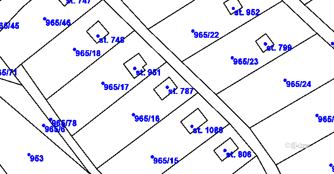 Parcela st. 787 v KÚ Příluky u Zlína, Katastrální mapa