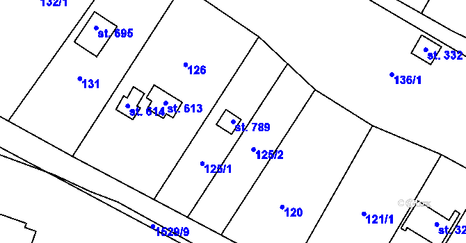 Parcela st. 789 v KÚ Příluky u Zlína, Katastrální mapa