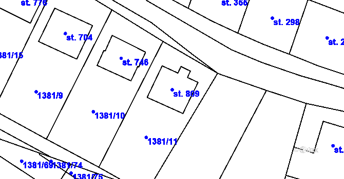 Parcela st. 809 v KÚ Příluky u Zlína, Katastrální mapa
