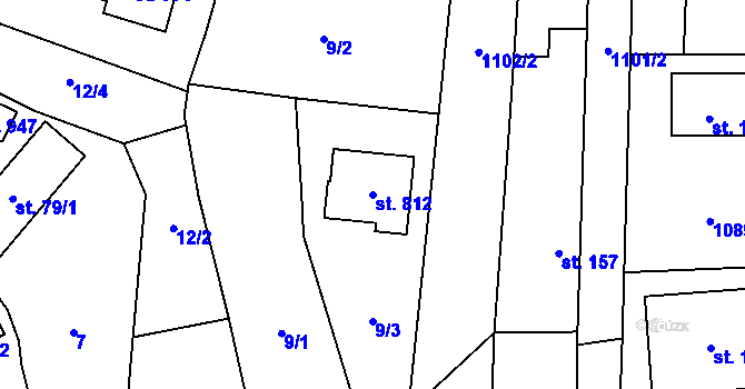 Parcela st. 812 v KÚ Příluky u Zlína, Katastrální mapa