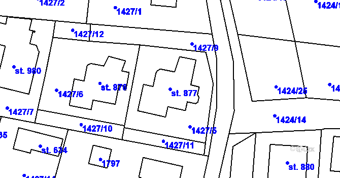 Parcela st. 877 v KÚ Příluky u Zlína, Katastrální mapa