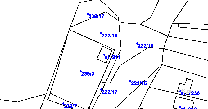 Parcela st. 911 v KÚ Příluky u Zlína, Katastrální mapa