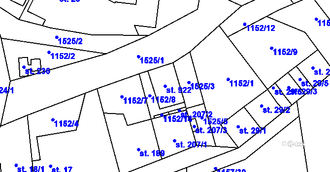 Parcela st. 922 v KÚ Příluky u Zlína, Katastrální mapa