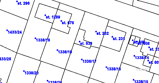 Parcela st. 939 v KÚ Příluky u Zlína, Katastrální mapa