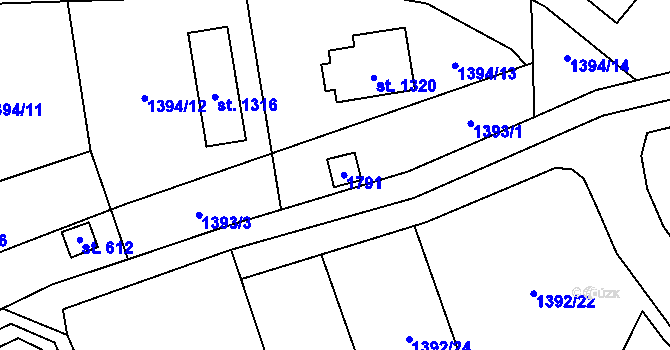 Parcela st. 985 v KÚ Příluky u Zlína, Katastrální mapa