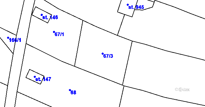 Parcela st. 67/3 v KÚ Příluky u Zlína, Katastrální mapa