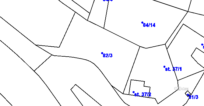 Parcela st. 82/3 v KÚ Příluky u Zlína, Katastrální mapa