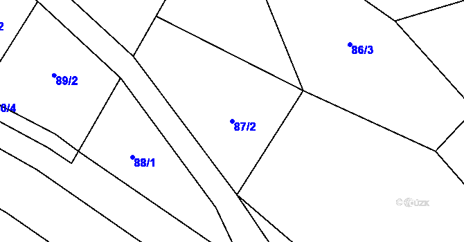 Parcela st. 87/2 v KÚ Příluky u Zlína, Katastrální mapa