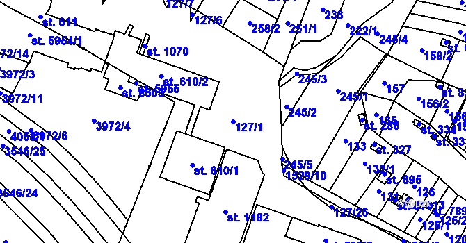 Parcela st. 127/1 v KÚ Příluky u Zlína, Katastrální mapa