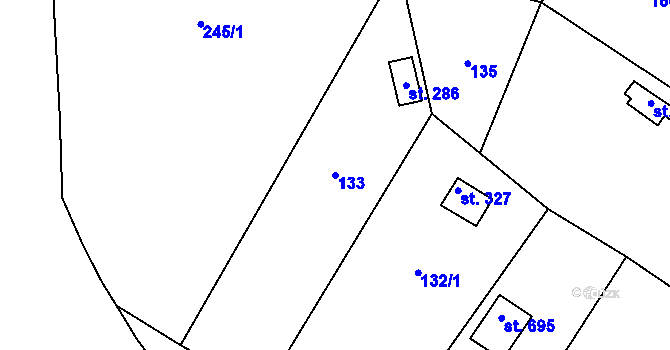 Parcela st. 133 v KÚ Příluky u Zlína, Katastrální mapa