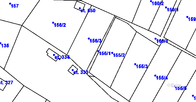 Parcela st. 156/1 v KÚ Příluky u Zlína, Katastrální mapa